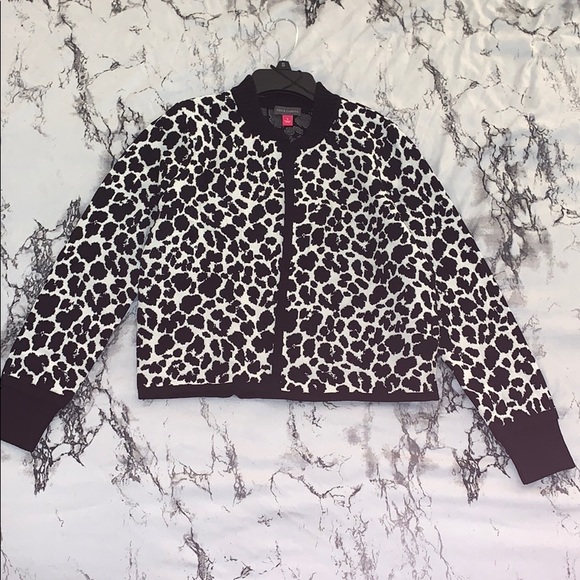 Vince Camuto White Leopard Jacquard Bolero - S - Picture 3 of 4